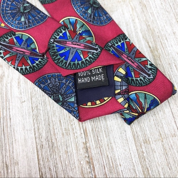 Mystic Seaport Museum Nautical Compass Handmade Silk Tie - Picture 8 of 9